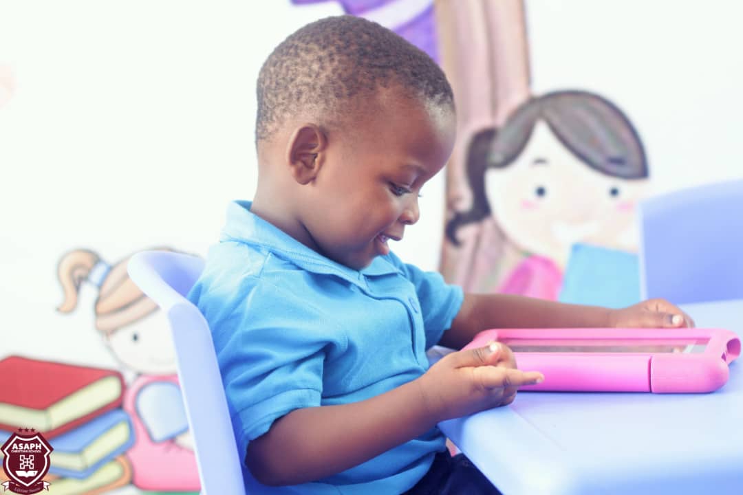 Child enjoying tablet